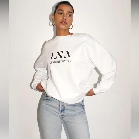 LNA Anniversary Sweatshirt Oversized Fit Size S White - Preppy Minimalist Trendy - Picture 3 of 16